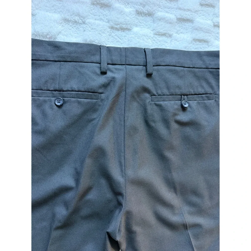 Banana Republic Tailored Slim Dress Trousers Men 36x30 Grey Micro Check -EUC